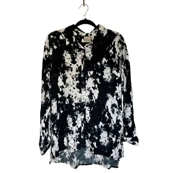 Cosmo vintage long sleeve button down black and white blouse size L. - Picture 1 of 12